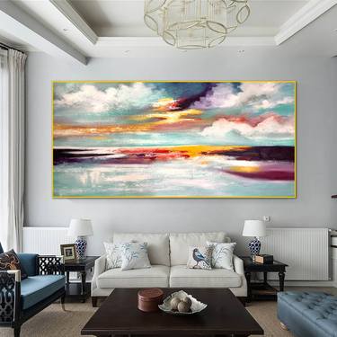 Seascape Painting, Sunset painting, Ocean Art G246 thumb