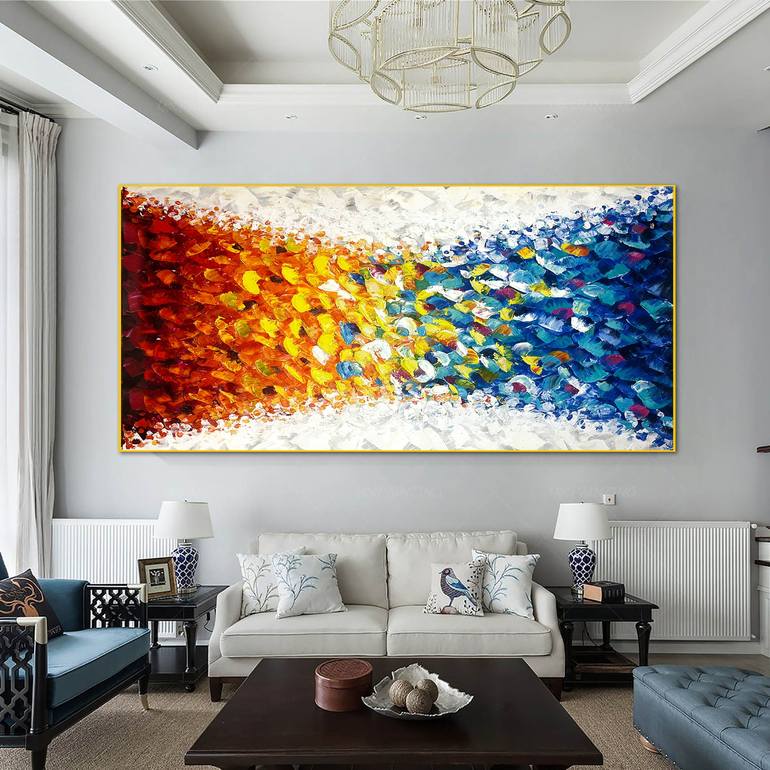 Canvas Painting Rainbow Colors - Colorful Abstraction With a