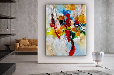 Large Office Wall Art Modern Abstract Painting On Canvas SN10 thumb