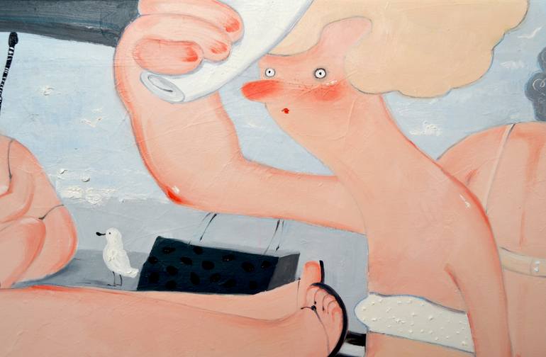 Original Figurative Beach Painting by Yana Medow
