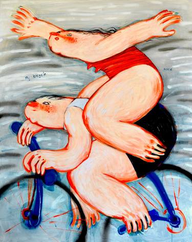 Print of Figurative Bicycle Paintings by Yana Medow