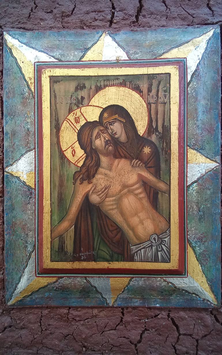 Original Art Deco Religious Painting by Chris Karaver