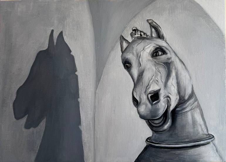 Original Animal Painting by Klimovich Eleonora | Black & White Art on Canvas | Under the vaults