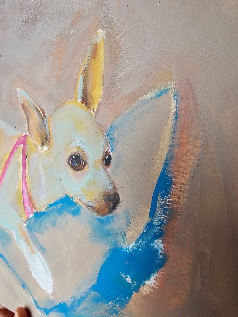 Original Figurative Dogs Painting by Ksenia June