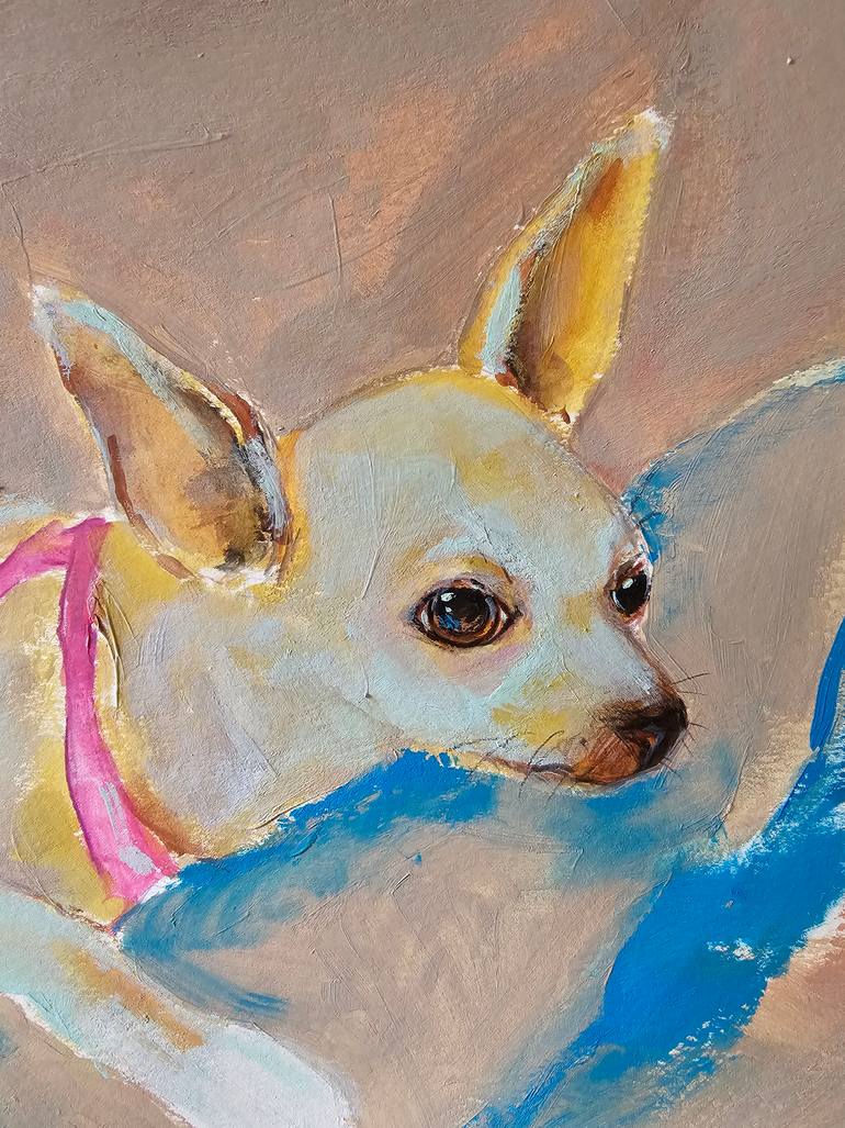 Original Figurative Dogs Painting by Ksenia June