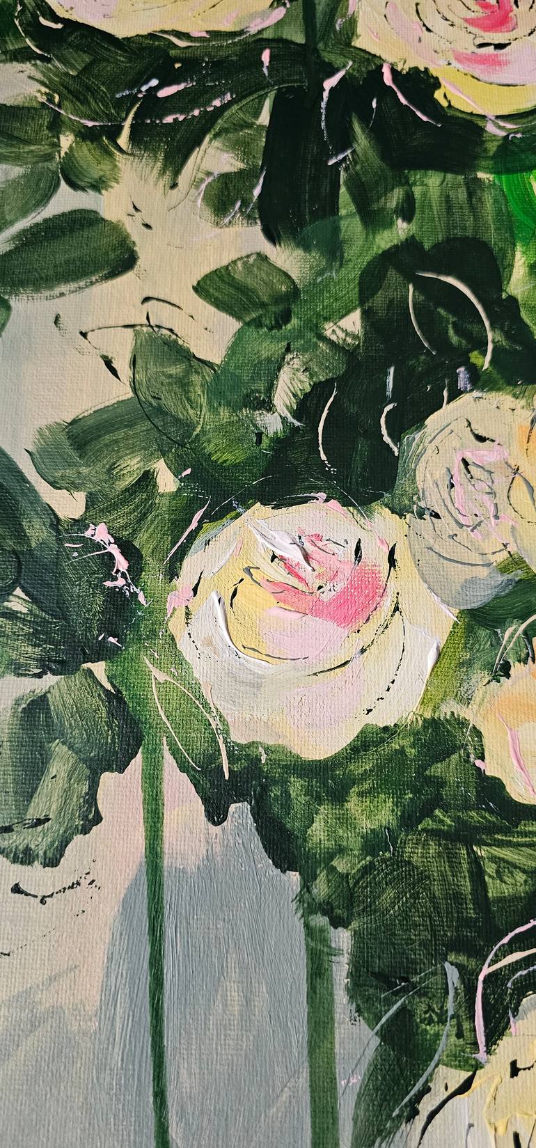 Blooming abstract rose garden in pale yellow Painting by Ksenia June ...