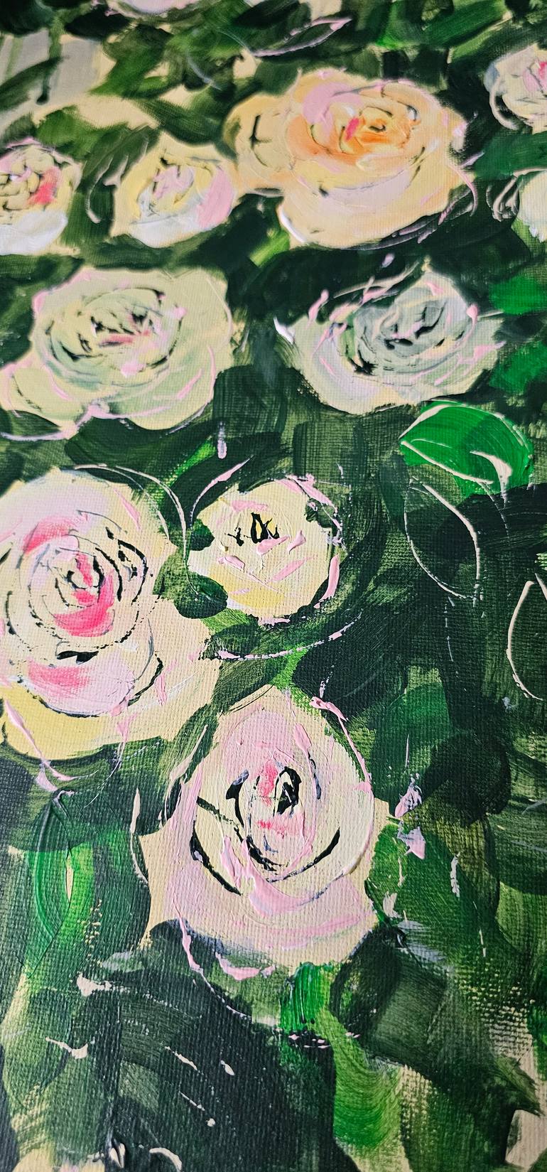 Blooming abstract rose garden in pale yellow Painting by Ksenia June ...