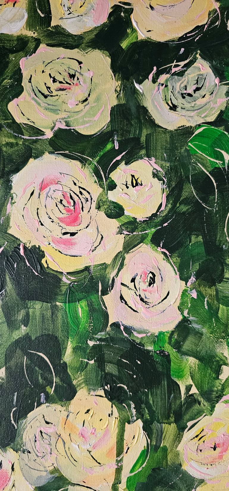 Blooming abstract rose garden in pale yellow Painting by Ksenia June ...