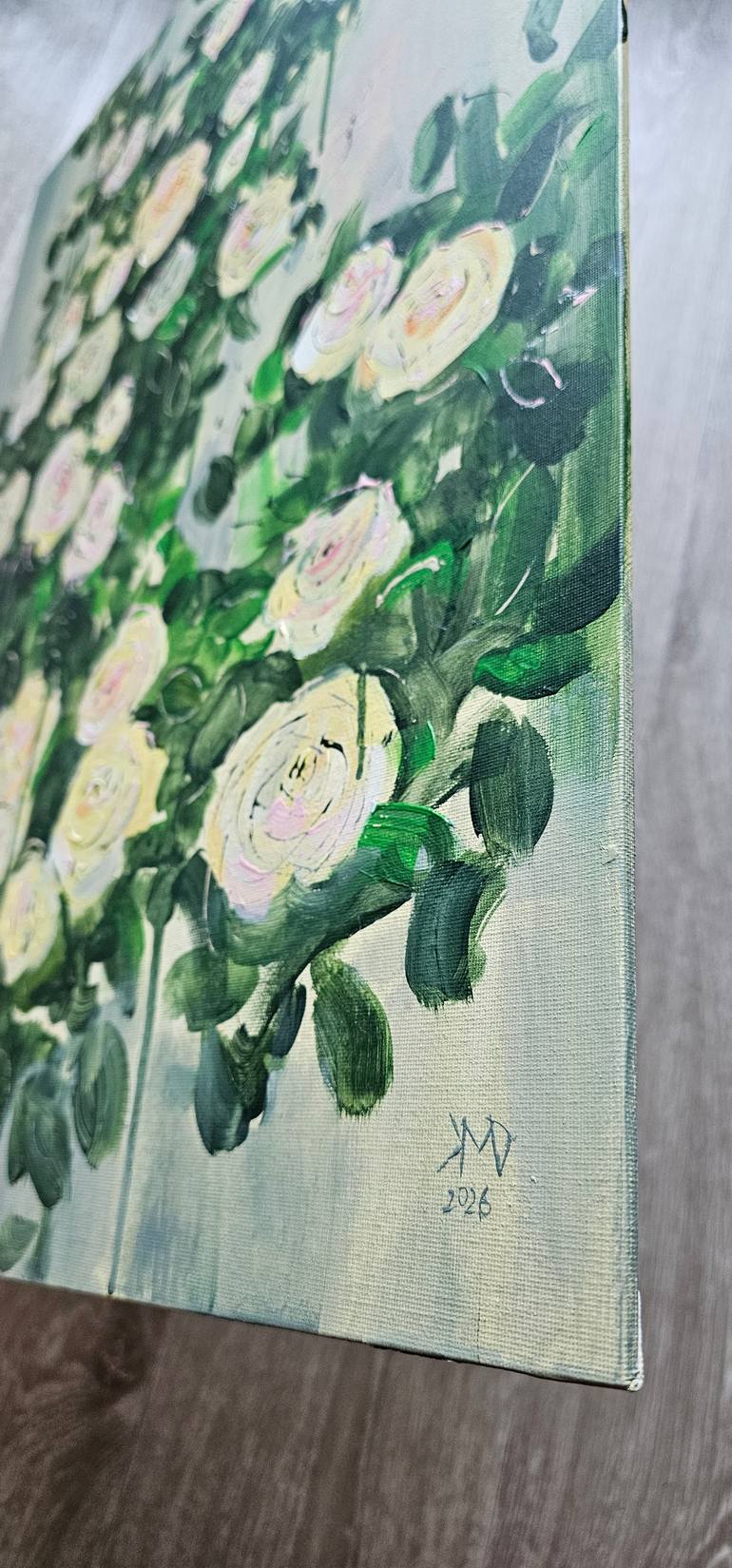 Blooming abstract rose garden in pale yellow Painting by Ksenia June ...
