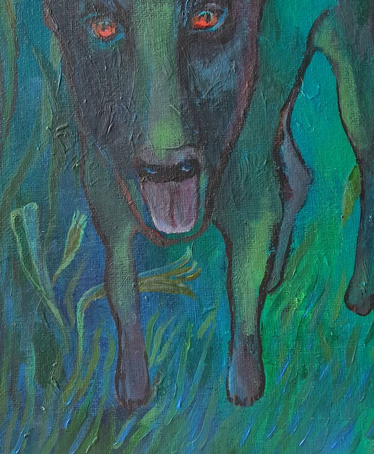 Original Figurative Dogs Painting by Ksenia June