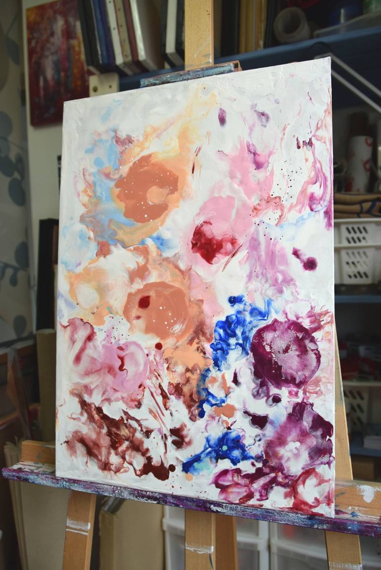 Original Abstract Floral Painting by Hélène Zenatti