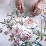 Detailed photo of the plaster flowers in working process