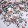 Plaster flowers and bird in details