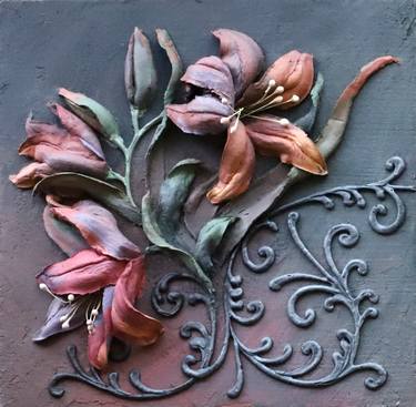 Lily * 25 x 25 cm * sculpture painting * flowers thumb
