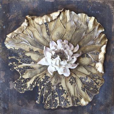 PURITY OF SOULL * Sculpture painting flower from plaster * Painting by Evgenia Ermilova thumb