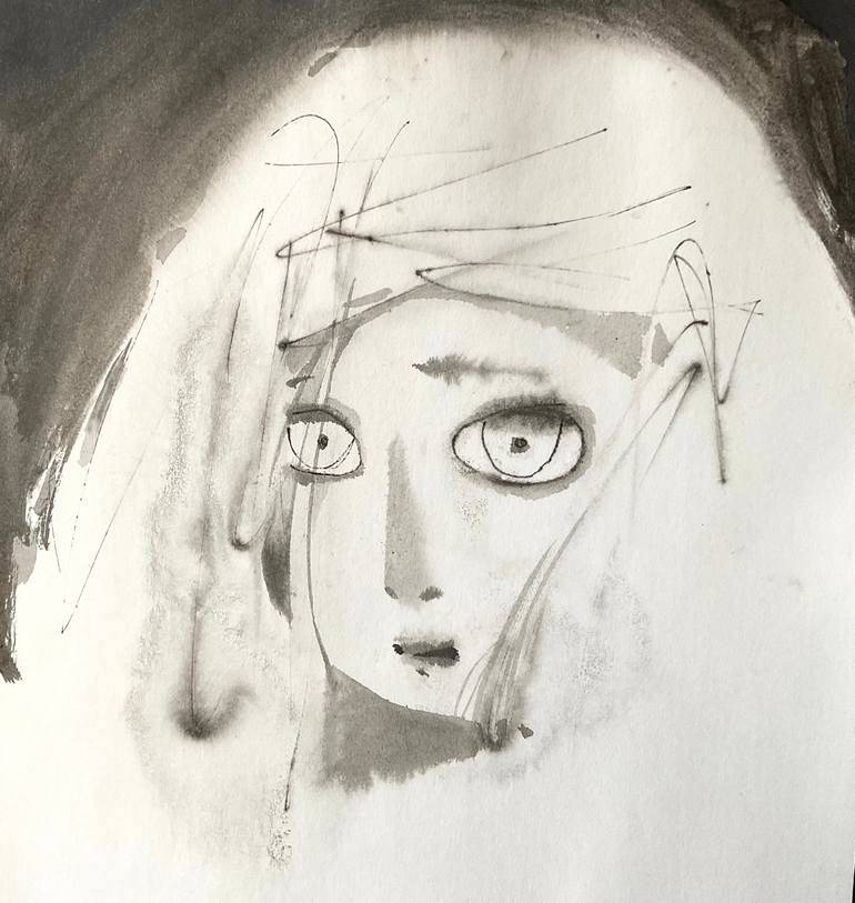 Original Black & White Women Drawing by Ekaterina Putilina