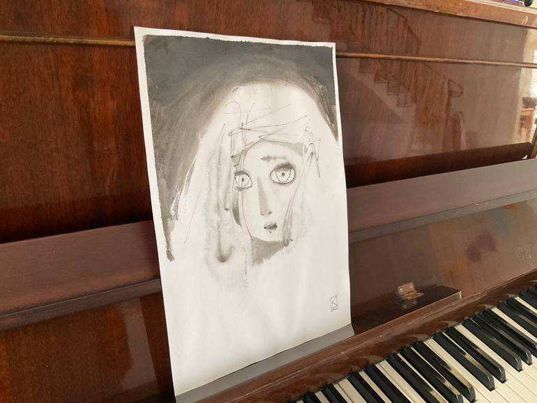 Original Black & White Women Drawing by Ekaterina Putilina