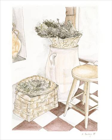 Print of Realism Interiors Drawings by Angelika Lialios-Freitag