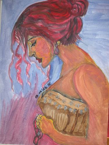 girl, prayer, waiting, faith, hope, love, color, oil color, thumb