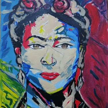 acrilic, paper, frida, kahlo, portret, modern thumb