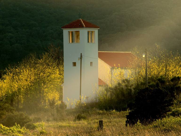 architecture, color, digital, photoart, trip, island, autumn,church - Print