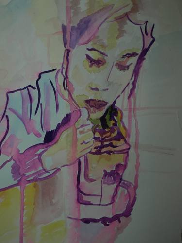 acvarelart, colors, girl, coffe, paper, artdeco thumb