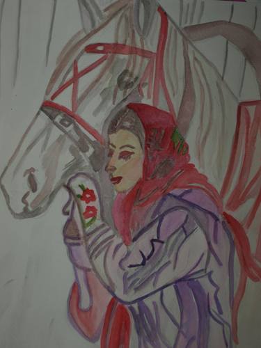 art, artdeco, paint, paper, colors, acvarelart, watercolor, horse, girl, nature thumb