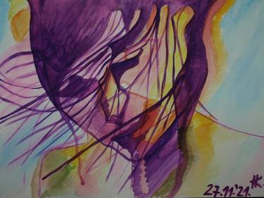 woman, watercolor, art, deco, portraiture, paper thumb