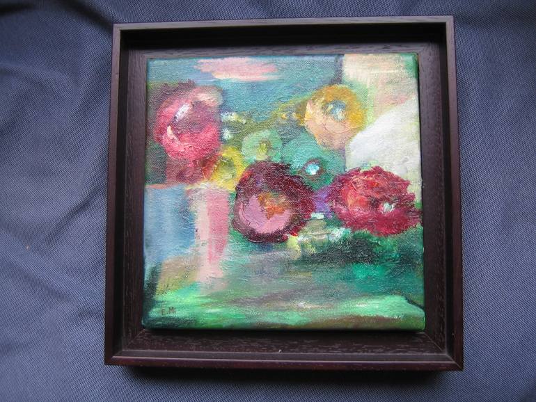 Original Abstract Expressionism Floral Painting by Evelyne Michel