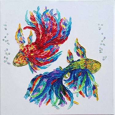 Print of Abstract Fish Paintings by Tetiana Tiutiunnyk