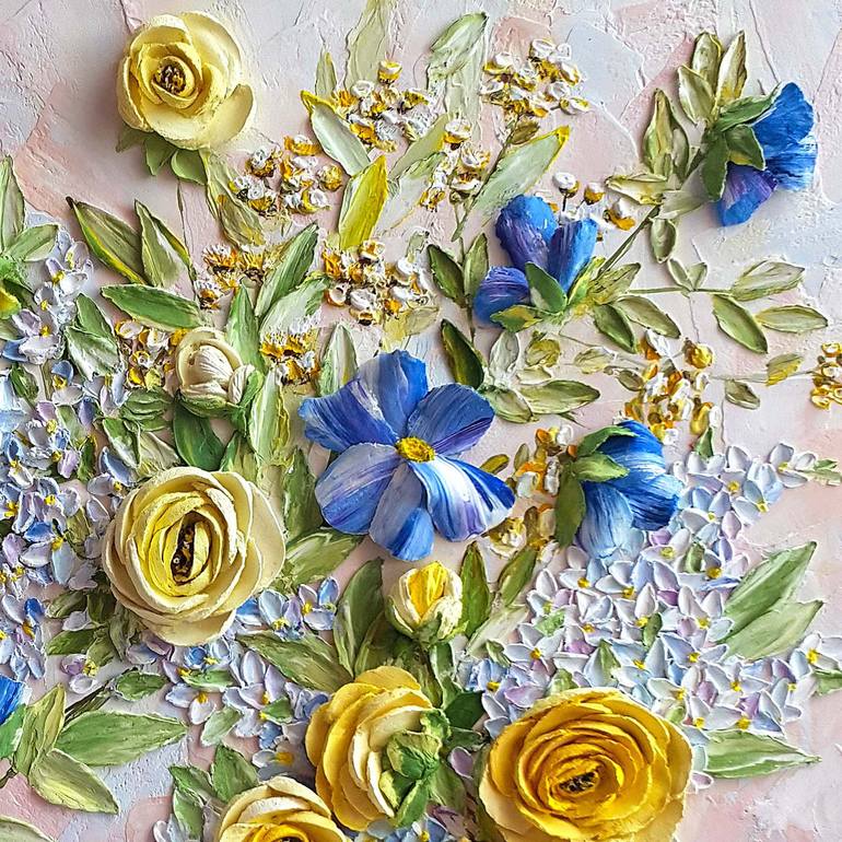 Original Art Deco Floral Sculpture by Tetiana Tiutiunnyk