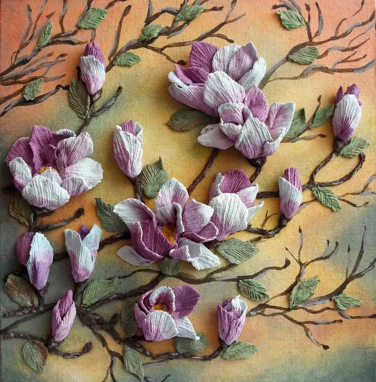 Blooming magnolia. Sunset. - Print