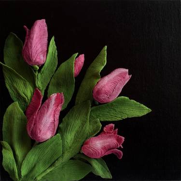 Tulips on black thumb