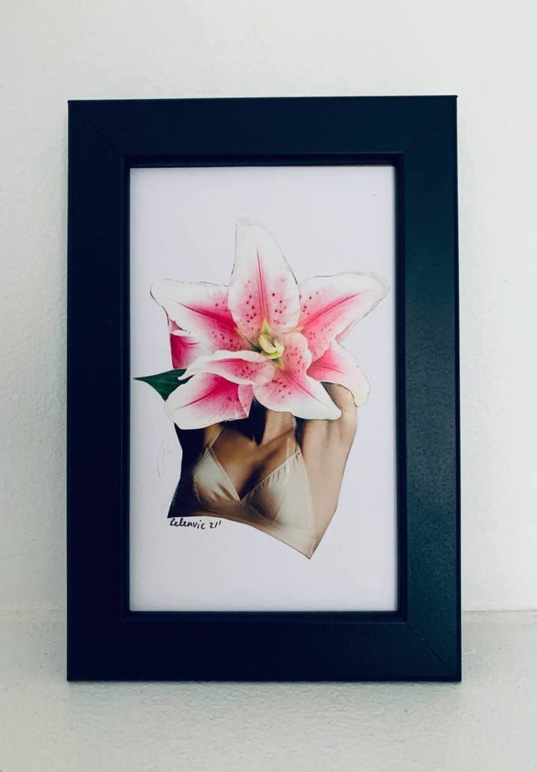 Original Art Deco Floral Collage by Renate Natalja Relenvie