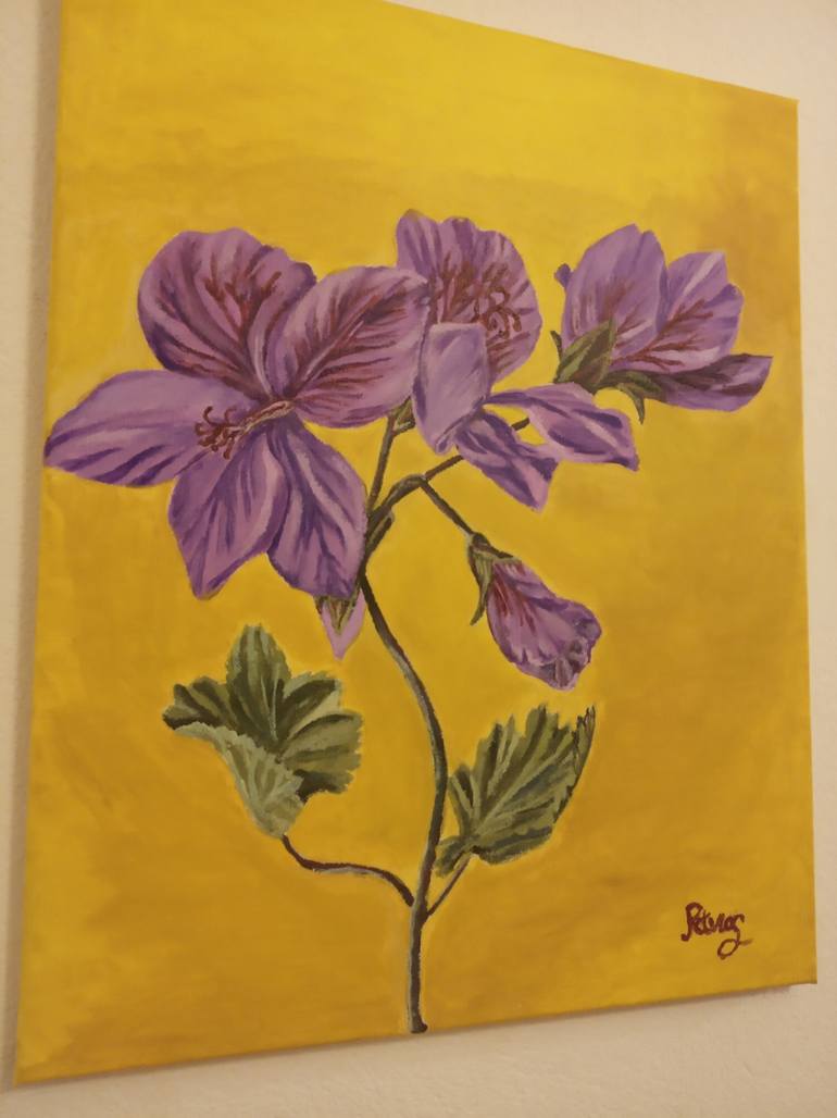 Original Art Deco Floral Painting by Rania Orf
