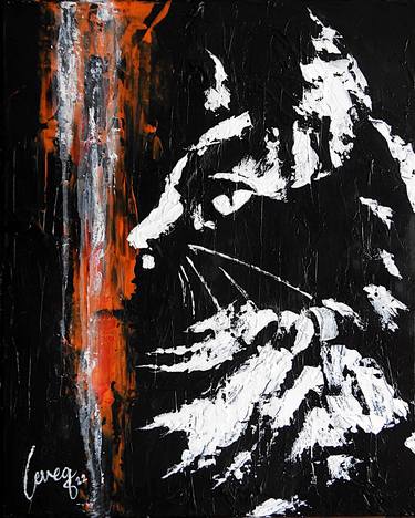 Original Abstract Expressionism Cats Paintings by Daniel Levesque