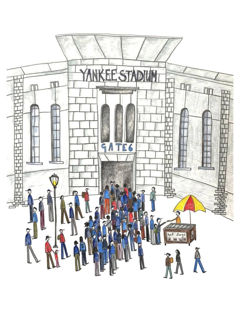Yankee Stadium Artwork, Yankee Stadium watercolor sketch, Monument