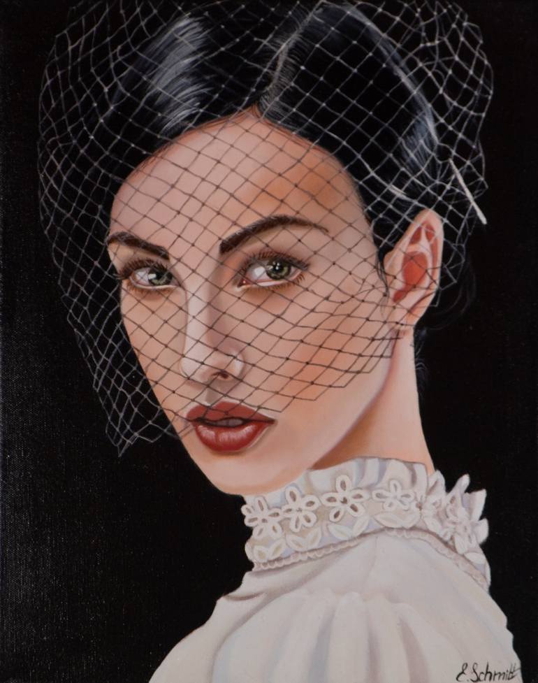 Woman in black veil Painting by Elena Tsvetkova Saatchi Art