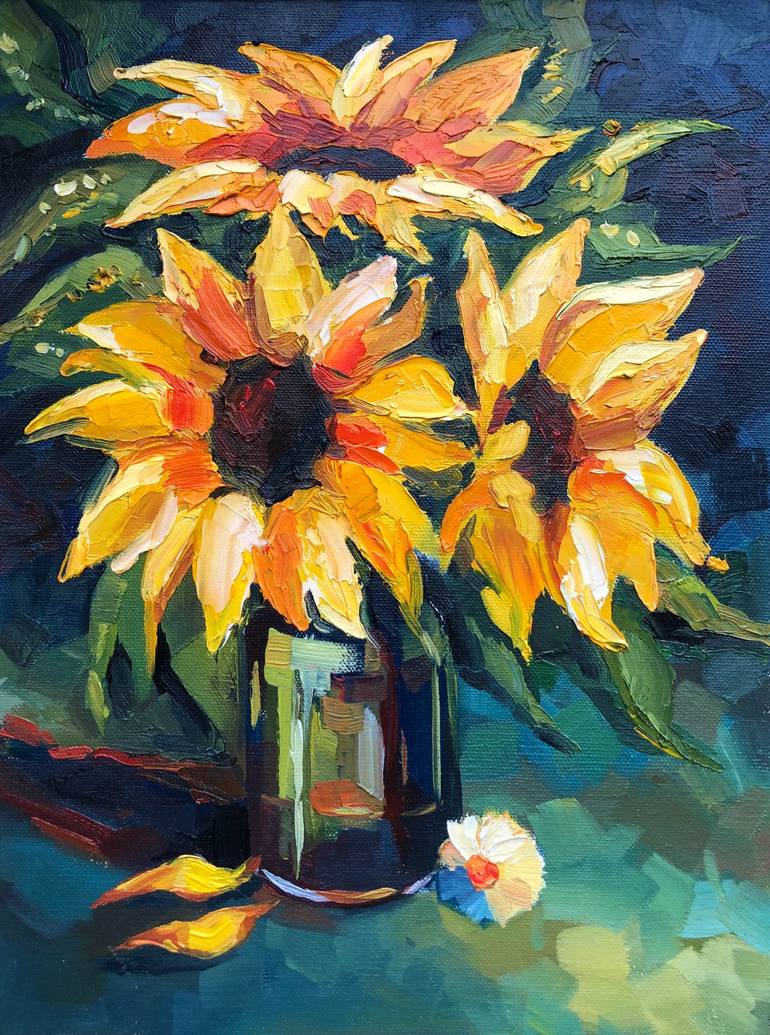 Sunflowers Painting by Marina Markina | Saatchi Art