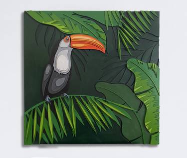 Toucan 3D wood wall art, Tropical bird, wooden wall decor thumb