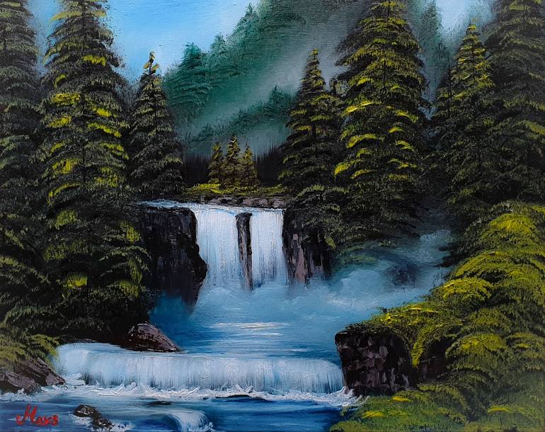 bob ross waterfall paintings