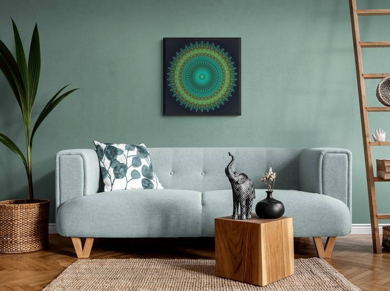 Original Conceptual Geometric Mixed Media by Inna Etuvgi