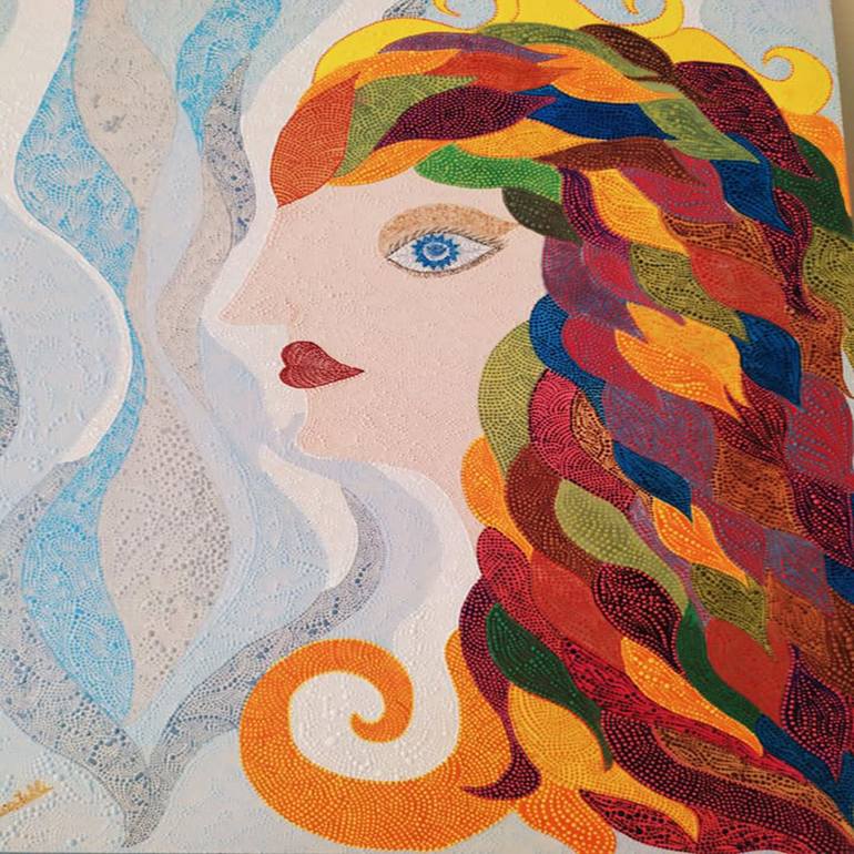 Original Folk Body Painting by Monica Piancatelli