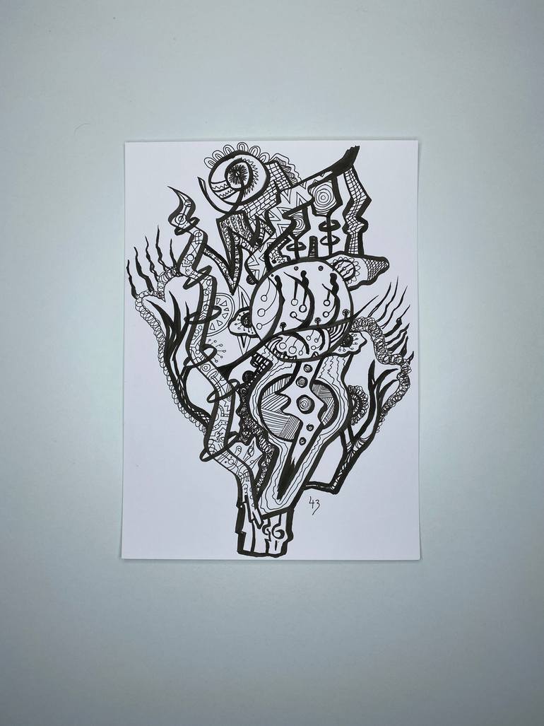 Original Surrealism Abstract Drawing by Linda Kalasnikova