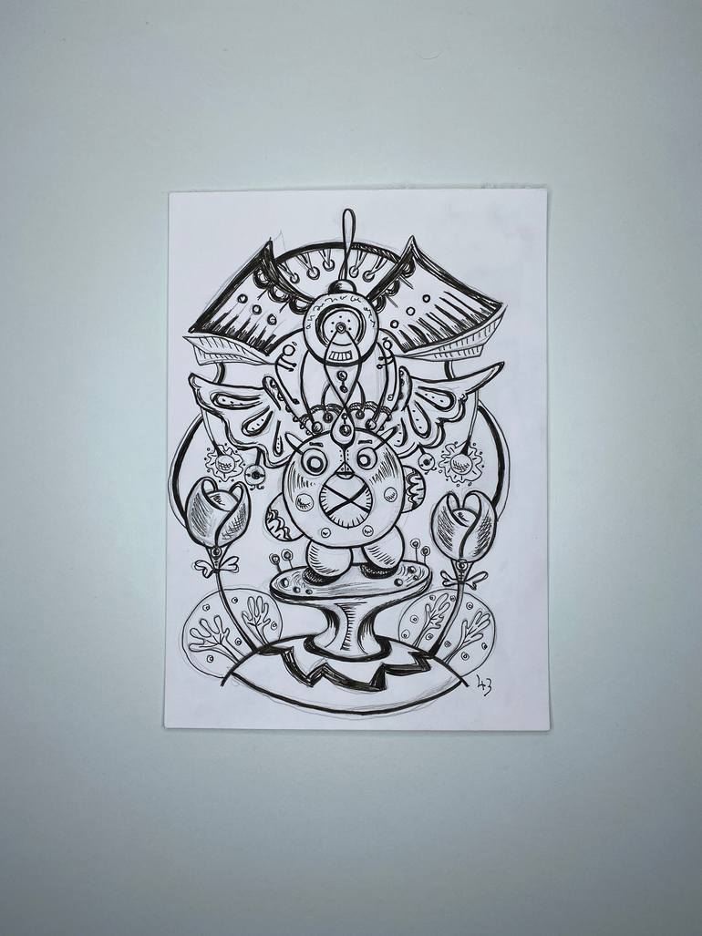 Original Abstract Fantasy Drawing by Linda Kalasnikova