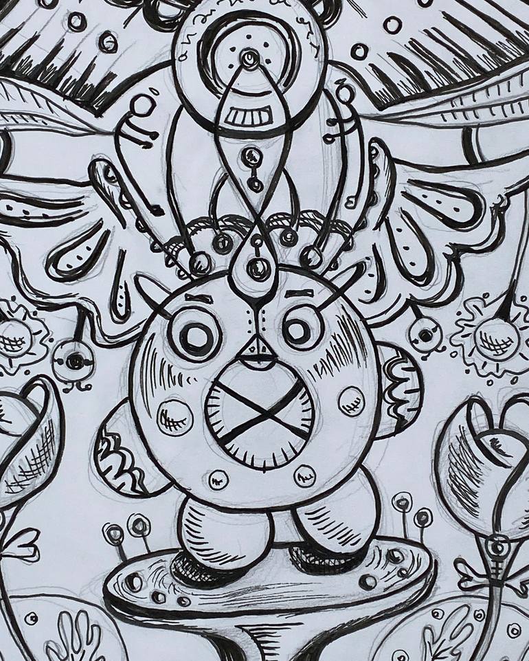 Original Abstract Fantasy Drawing by Linda Kalasnikova