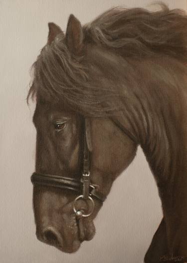 HORSE PORTRAIT- Original Oil Painting (Old Style) by Award winning UK Master Artist John Silver. B.A. thumb