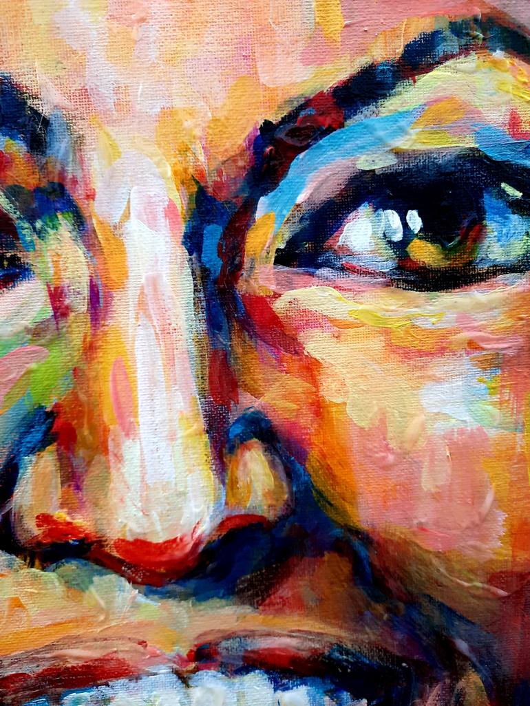 Original Spontaneous Abstract Modern Figurative Painting Portrait Painting by Tom Bateman