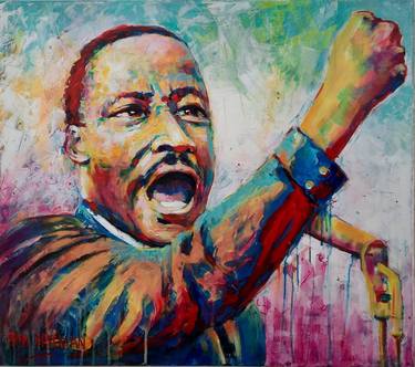 Martin Luther King Jr. - spontaneous realism Painting by Alexandra Andreica