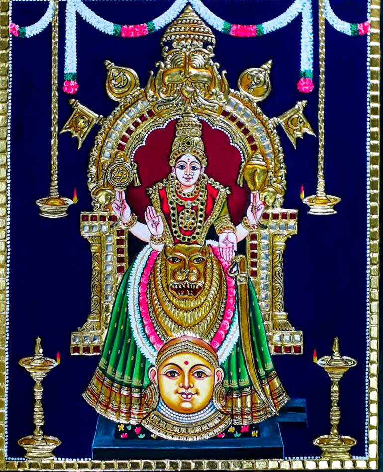 Goddess Moogambigai Devi Painting by Vignesh GV | Saatchi Art